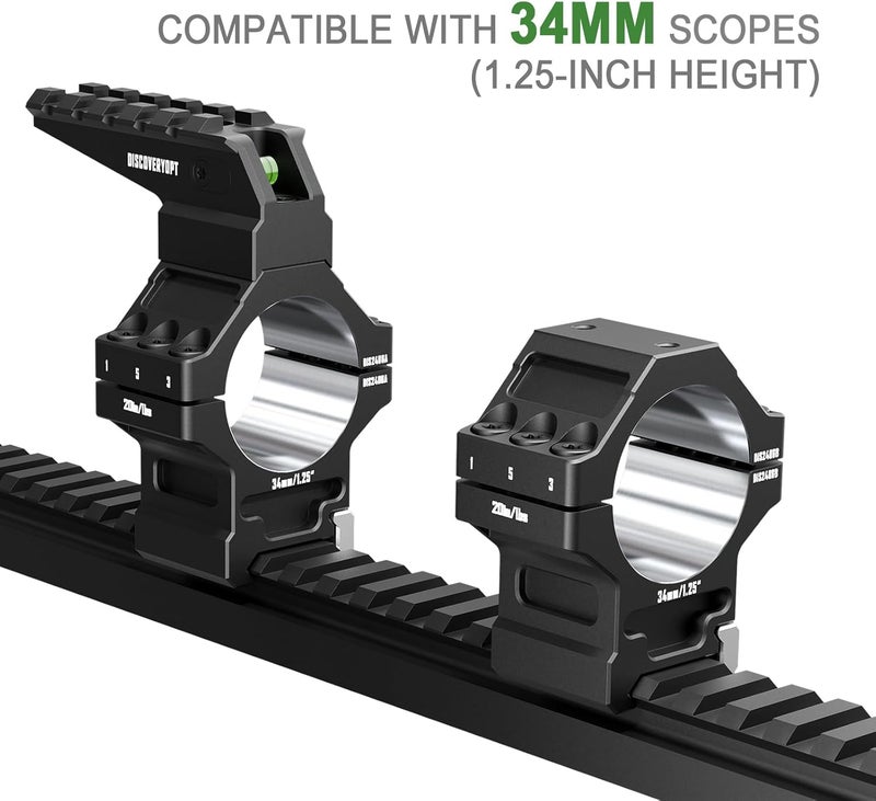 DISCOVERYOPT Store Heavy Duty Scope Rings-7075 Aluminum Precision Lapped Picatinny Mount with Bubble Level, Picatinny Rail, for Rifle Scope Mounting - Image 2